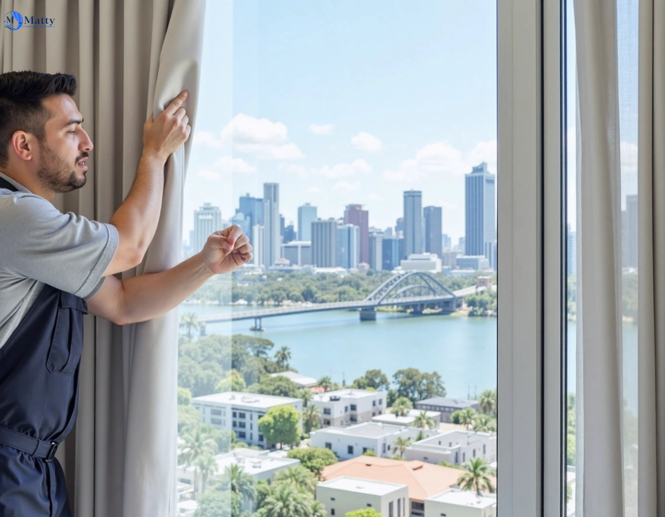 Professional curtain steam cleaning service cornubia QLD by Matty Curtain Cleaning